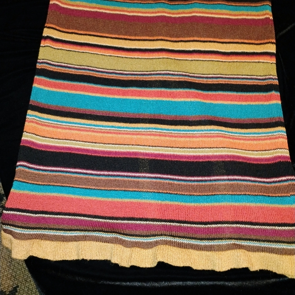 Women's Double-D Ranch Linen Nylon Southwestern Color Stripe Black Maxi Skirt XS - Picture 3 of 11